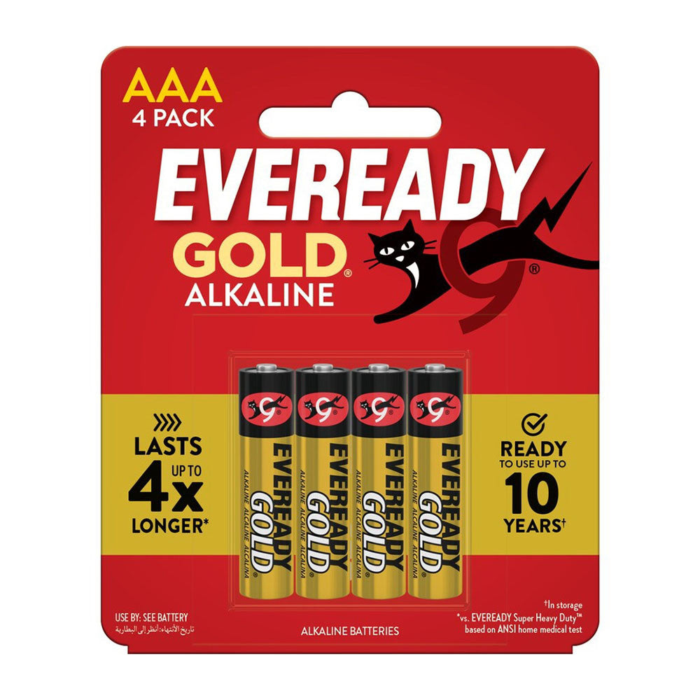 Eveready Gold AAA Alkaline Battery, 4 Ea